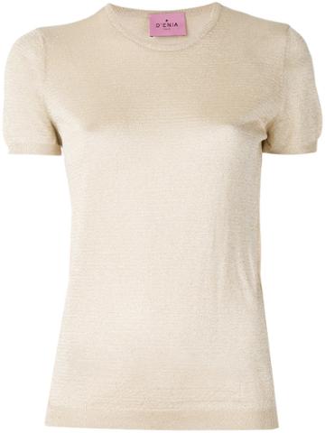 D'enia - Metallic Knit T-shirt - Women - Nylon/polyester/acetate - L, Nude/neutrals, Nylon/polyester/acetate