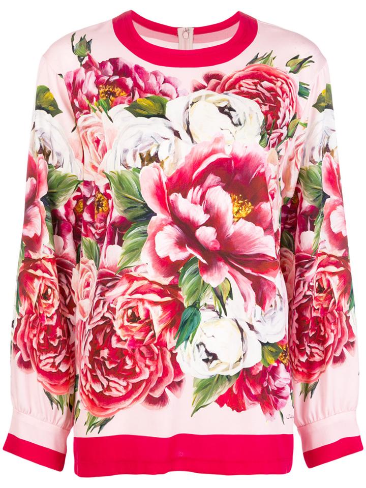 Dolce & Gabbana Peony Print Blouse - Pink & Purple
