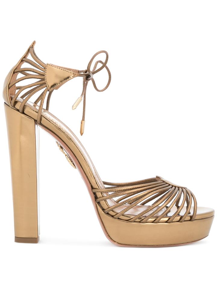 Aquazzura Josephine Plateau Platform Sandals - Metallic