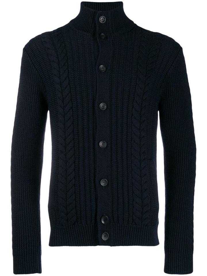 Zanone Cable Knit Cardigan - Blue