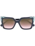 Fendi Eyewear Embellished Square Sunglasses - Black