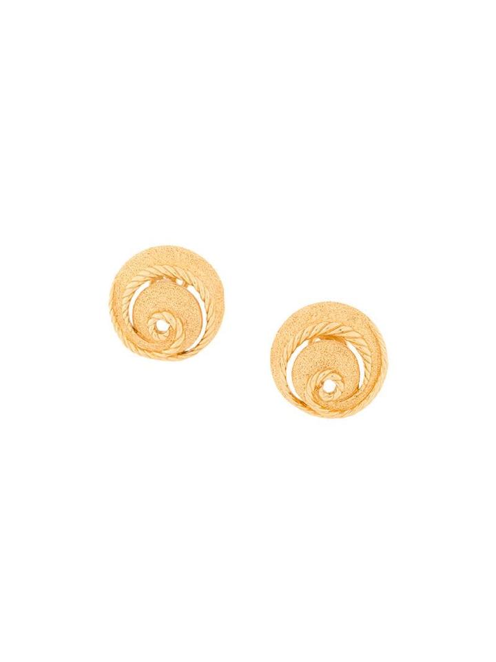 Susan Caplan Vintage 1960's Trifari Vintage Swirl Earrings - Gold