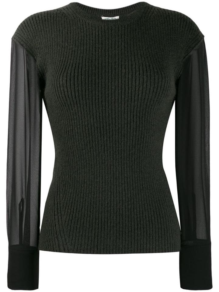 Kenzo Contrast Sleeve Knitted Top - Green