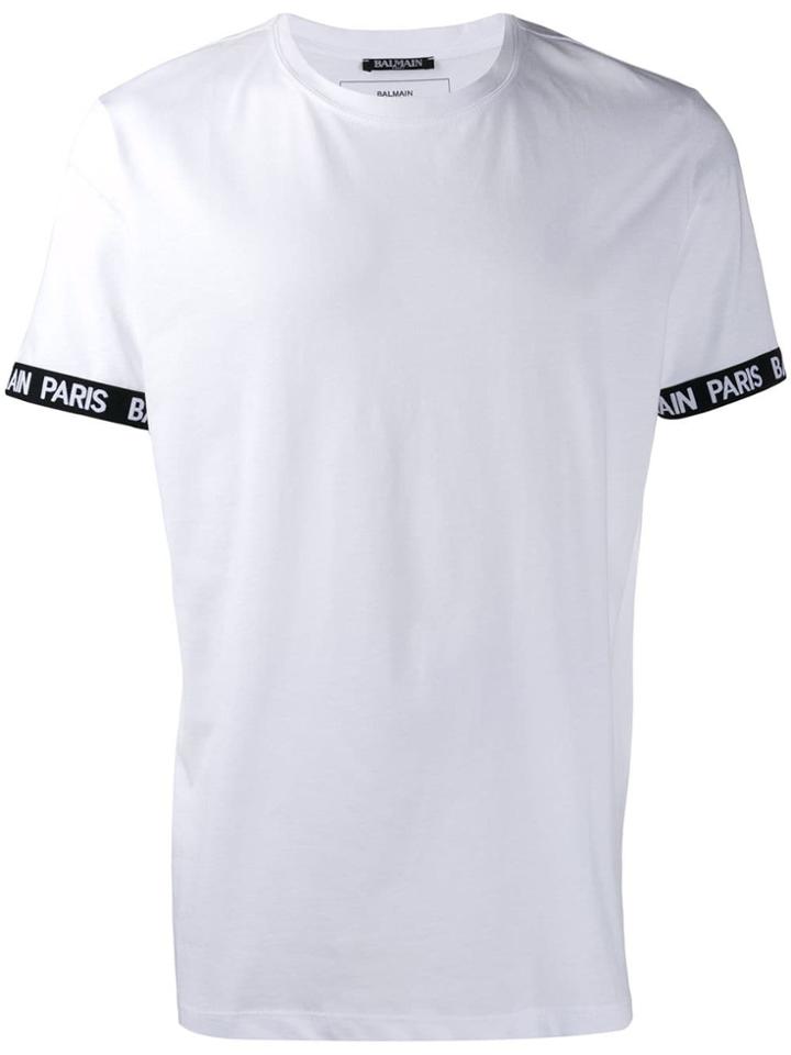 Balmain Logo Sleeve T-shirt - White