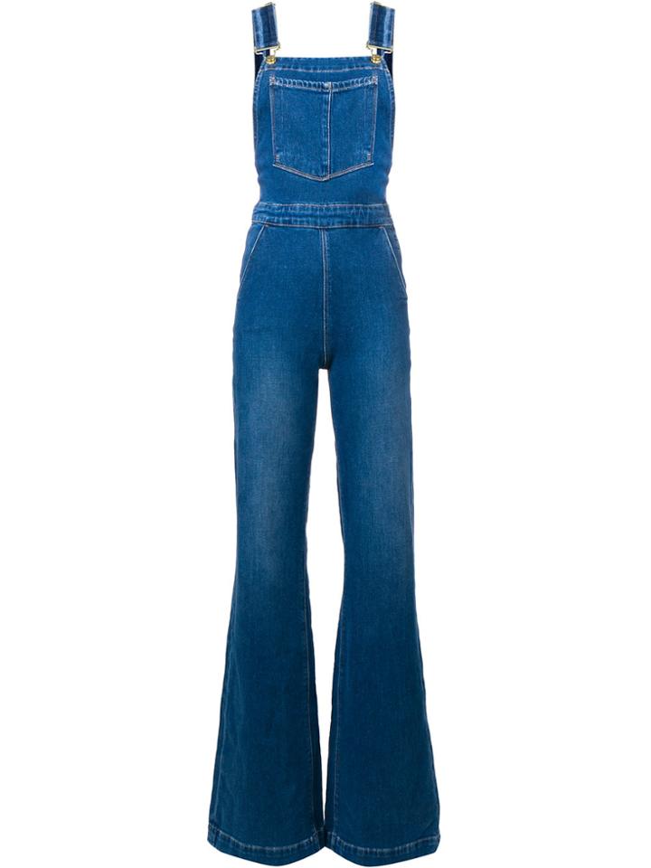 Frame Denim Palazzo-leg Denim Dungarees - Blue