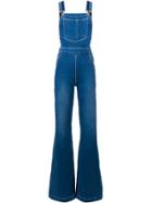 Frame Denim Palazzo-leg Denim Dungarees - Blue