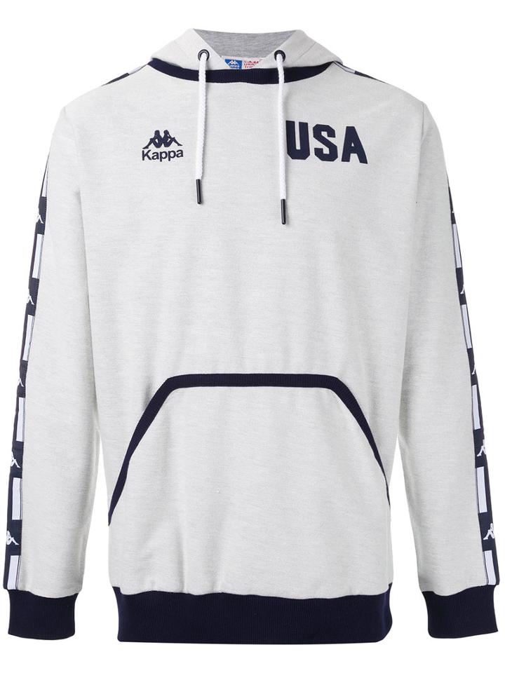 Kappa - Contrast Trim Hoodie - Men - Cotton/polyester - M, Grey, Cotton/polyester