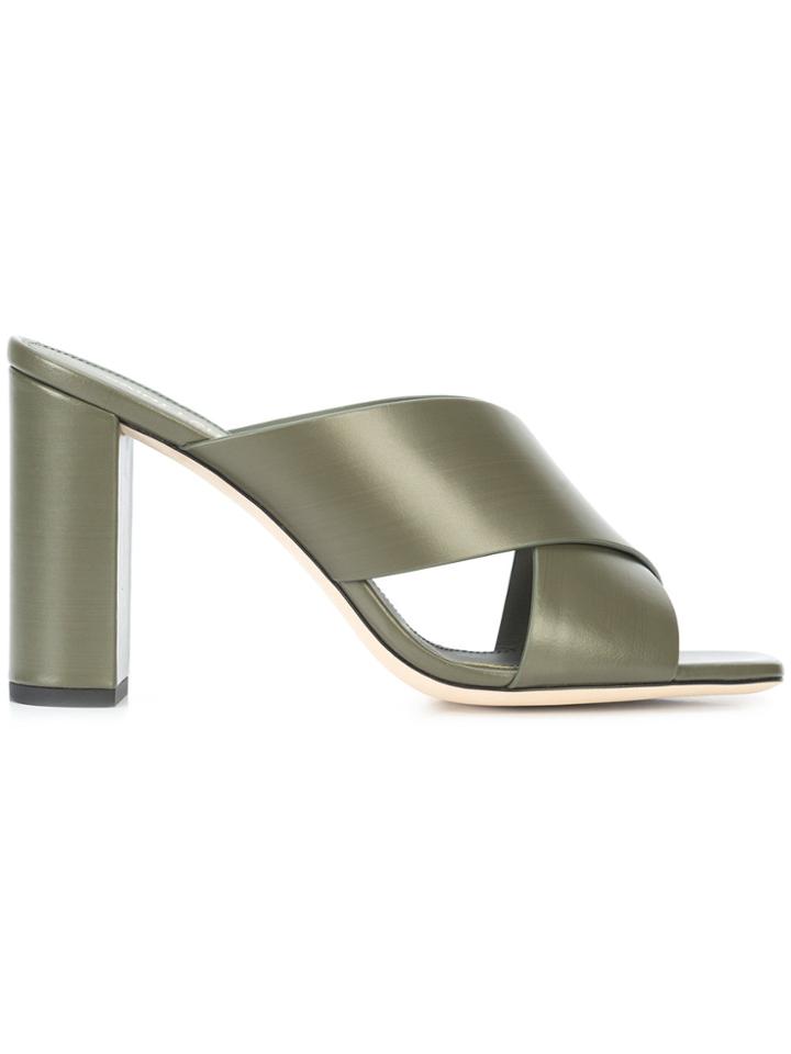 Saint Laurent Cross Strap Sandals - Green