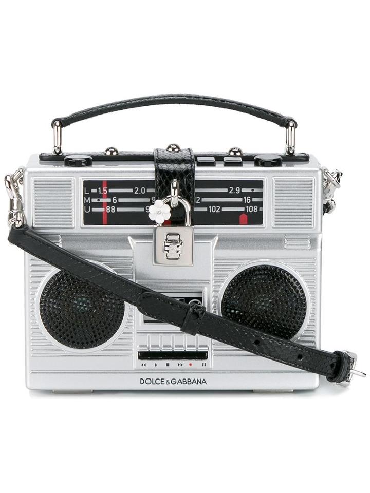 Dolce & Gabbana Radio Box Bag, Women's, Grey, Metal/leather