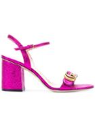 Gucci Metallic Mid-heel Sandals - Pink & Purple