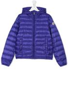 Moncler Kids Hooded Zipped Padded Jacket - Blue