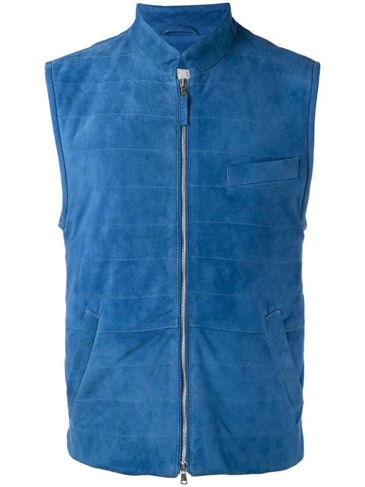 Eleventy Lightweight Horizontal Stitch Gilet - Blue