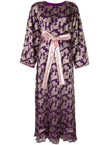 Dima Ayad Metallic Print Flared Dress - Purple