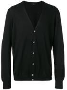 Moncler Logo Plaque Knit Cardigan - Grey
