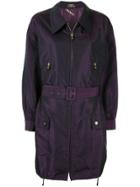 Chanel Pre-owned Silk Iridescent Belted Lightweight Coat - Purple