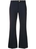 Versace Collection Flared Cropped Trousers - Blue