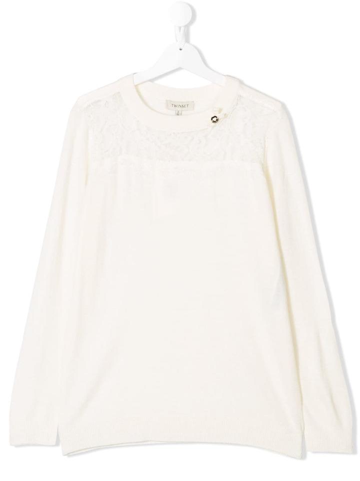 Twin-set Lace Detail Jumper - White
