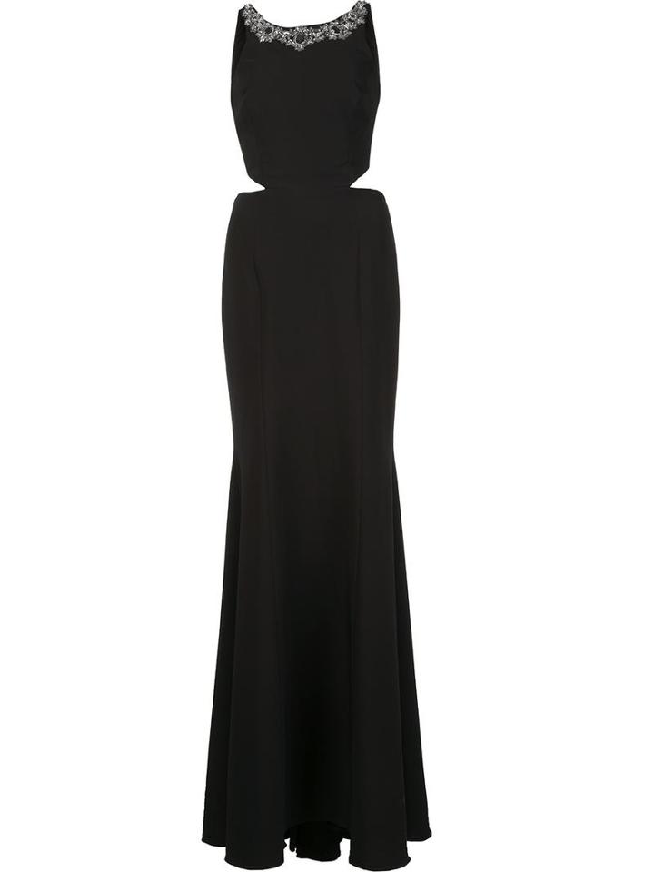 Marchesa Notte Cut Out Detail Gown, Women's, Size: 6, Black, Polyester