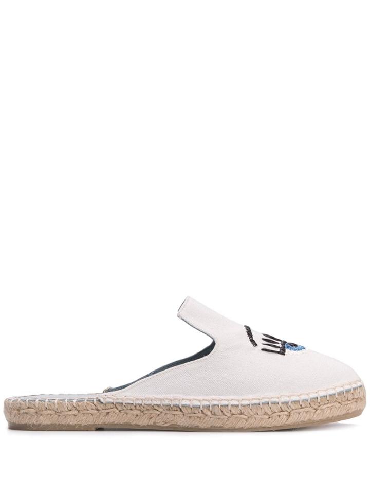 Chiara Ferragni Winking Eye Espadrille Mules - White