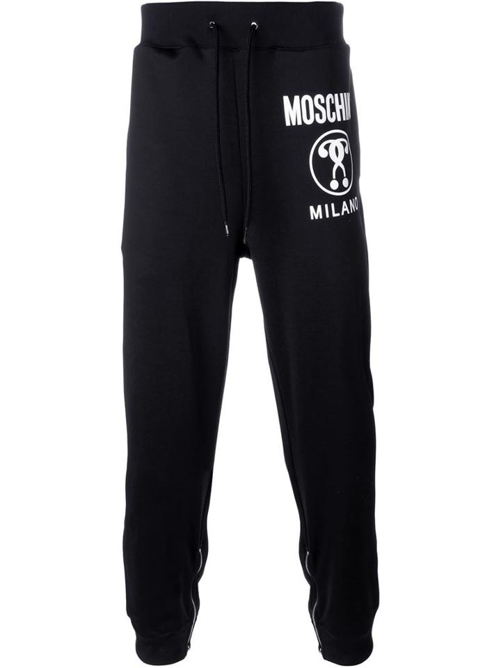 Moschino Logo Print Track Pant, Men's, Size: 48, Black, Polyester/cotton
