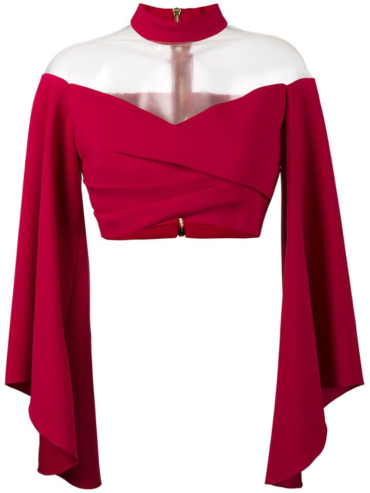 Balmain Choker Detail Cropped Top - Pink & Purple