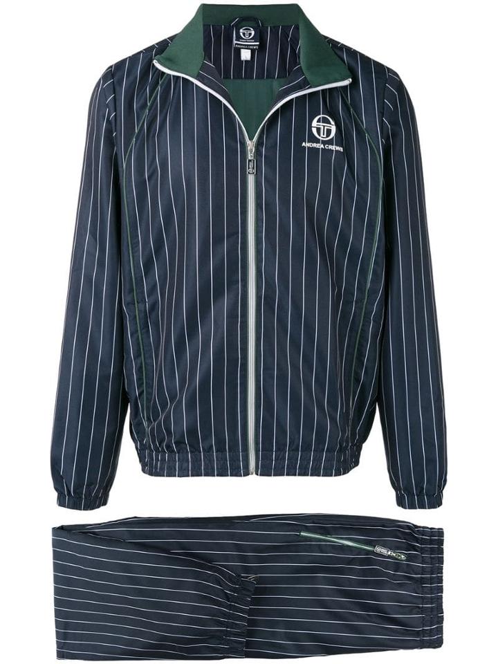 Andrea Crews Striped Two Piece Suit - Blue