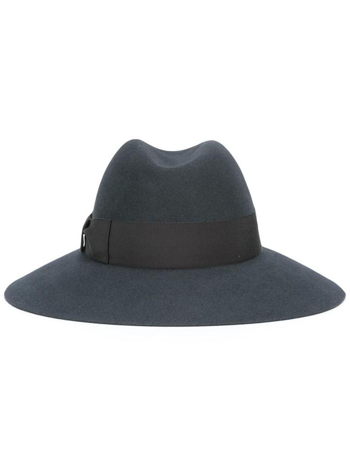 Borsalino Contrast Strap Hat, Women's, Size: Medium, Grey, Rabbit Fur Felt
