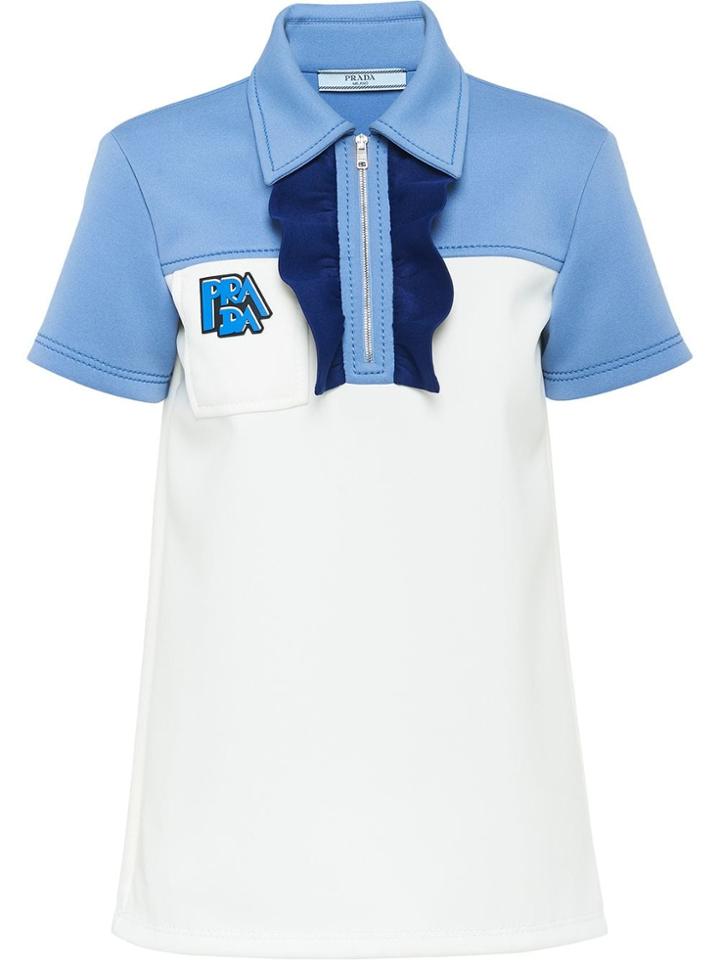 Prada Panelled Polo Top - White