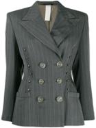 Versace Pre-owned 1980's Pinstriped Double-breasted Jacket - Grey