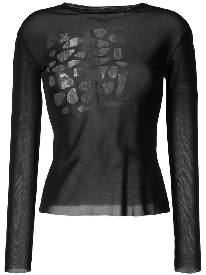 Kotohayokozawa Sheer Scale Top, Women's, Size: Small, Black, Polyester