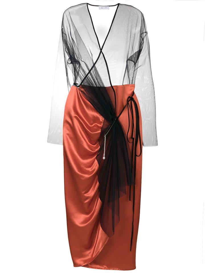 Act N&deg;1 Mesh Top Draped Wrap Dress - Yellow & Orange