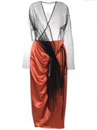 Act N&deg;1 Mesh Top Draped Wrap Dress - Yellow & Orange