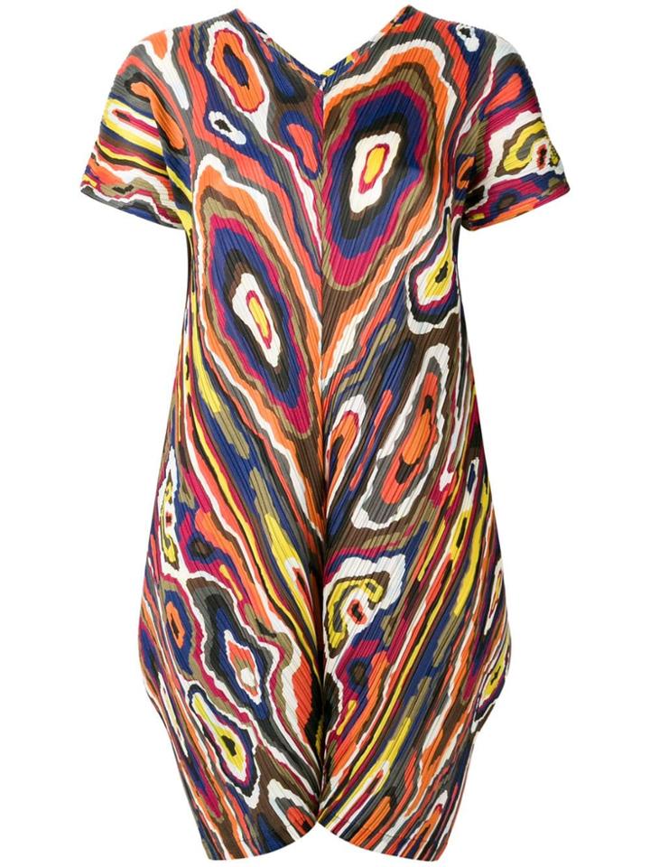 Pleats Please By Issey Miyake Abstract Print Dress - Yellow