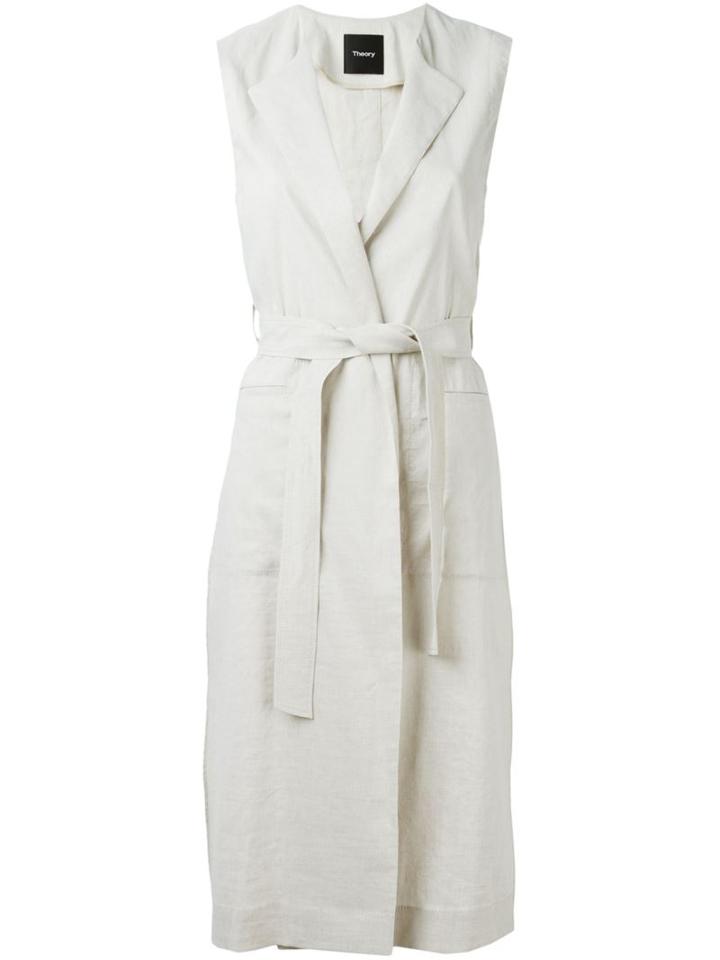 Theory Sleeveless Longline Coat, Women's, Size: M, Nude/neutrals, Linen/flax/viscose/spandex/elastane/cotton