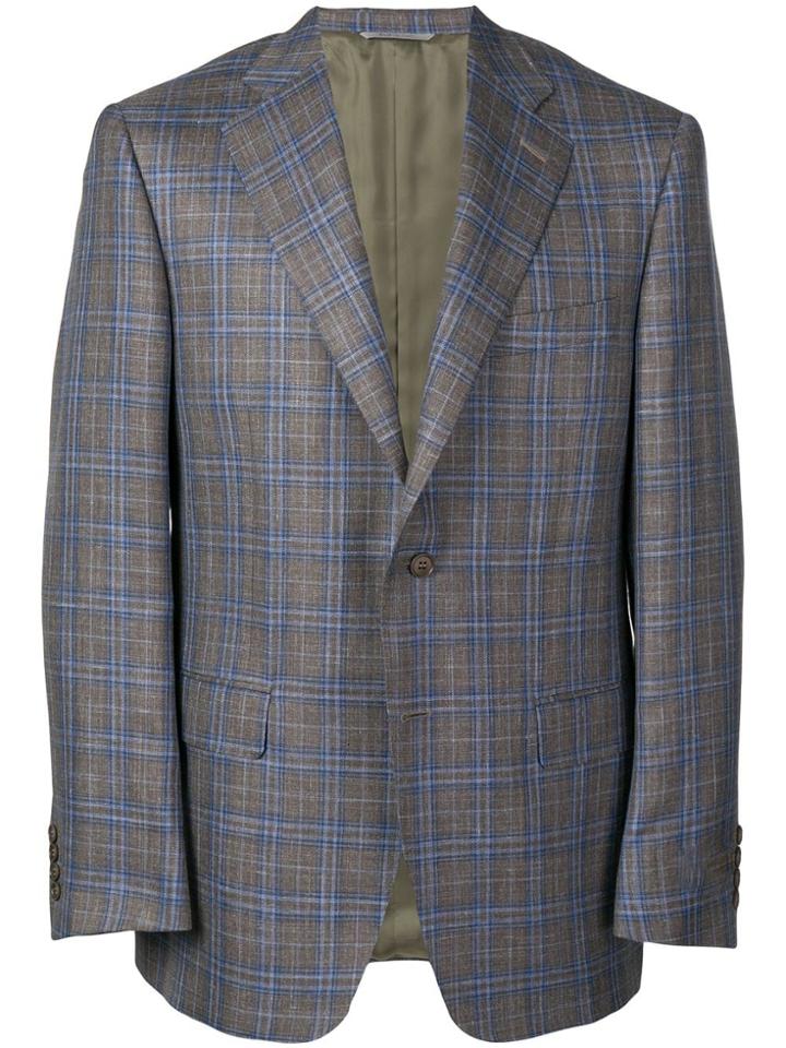 Canali Houndstooth Pattern Blazer - Grey
