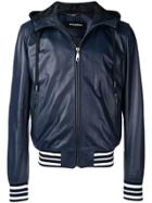 Dolce & Gabbana Hooded Leather Jacket - Blue