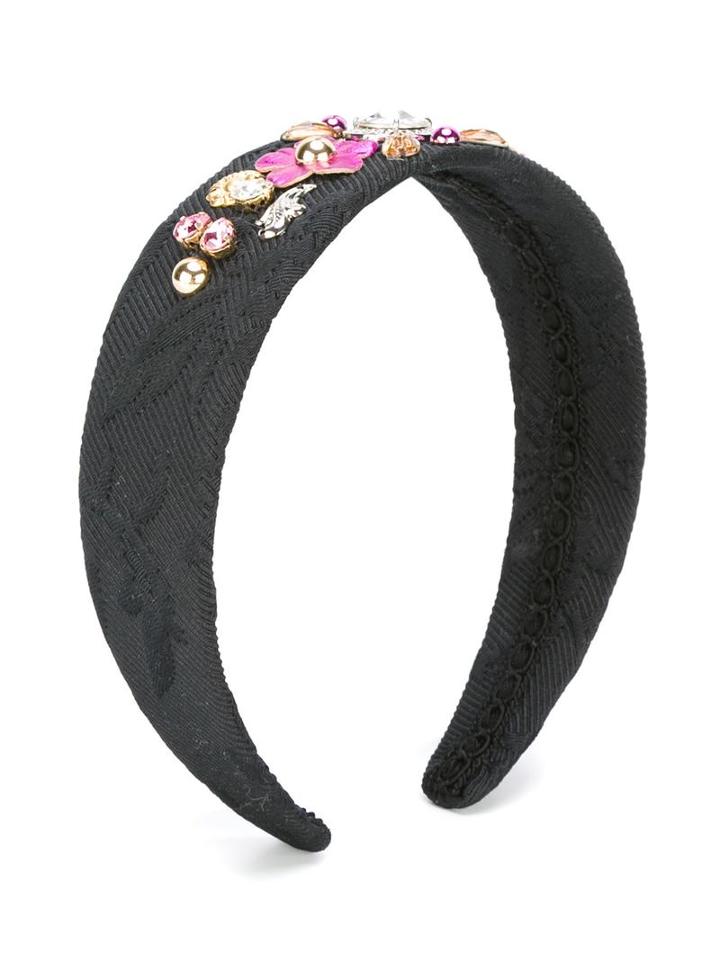 Dolce & Gabbana Kids Crystal Embellished Lace Headband, Girl's, Black