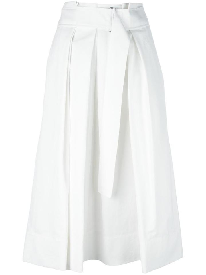 Dkny Pleated Midi Skirt, Women's, Size: 4, White, Cotton/silk