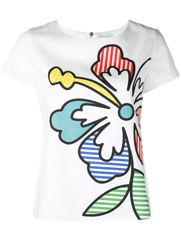 Mira Mikati - Floral T-shirt - Women - Cotton - 36, Women's, White, Cotton