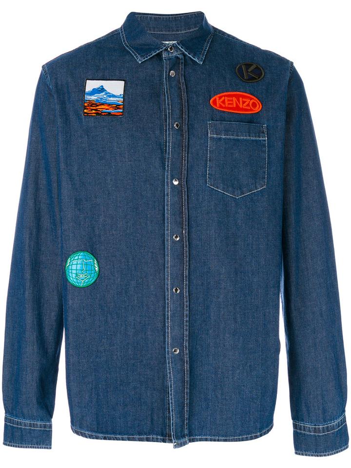 Kenzo - Denim Shirt With Patches - Men - Cotton - L, Blue, Cotton