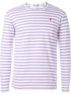 Comme Des Garçons Play Mini Heart Striped T-shirt, Men's, Size: Medium, White, Cotton