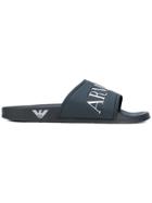 Armani Jeans Logo Sliders - Blu Navy