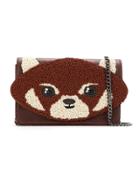 Isla Mini Panda Embroidered Clutch - Brown