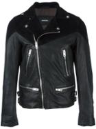 Diesel Zipped Leather Jacket, Men's, Size: Small, Black, Polyester/sheep Skin/shearling/goat Skin