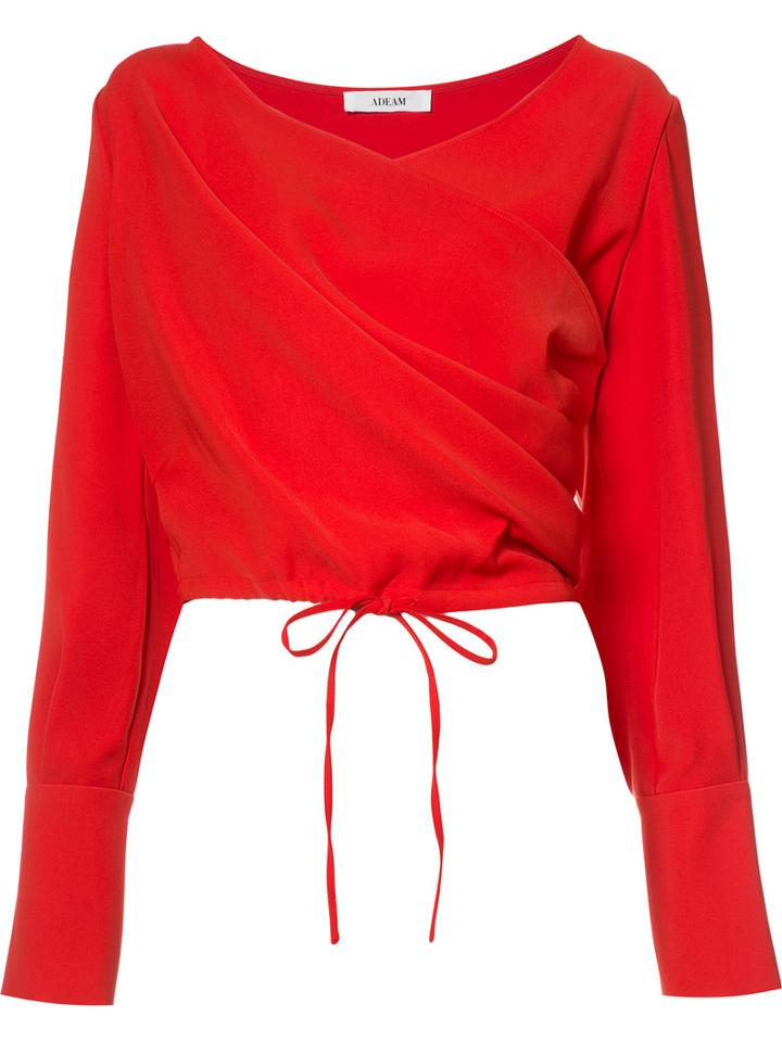 Adeam - Draped Wrap Blouse - Women - Polyester - Xs, Red, Polyester