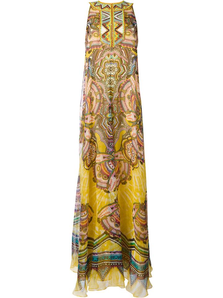 Roberto Cavalli Printed Maxi Dress, Women's, Size: 42, Brown, Silk/metal/polyester