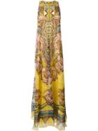 Roberto Cavalli Printed Maxi Dress, Women's, Size: 42, Brown, Silk/metal/polyester