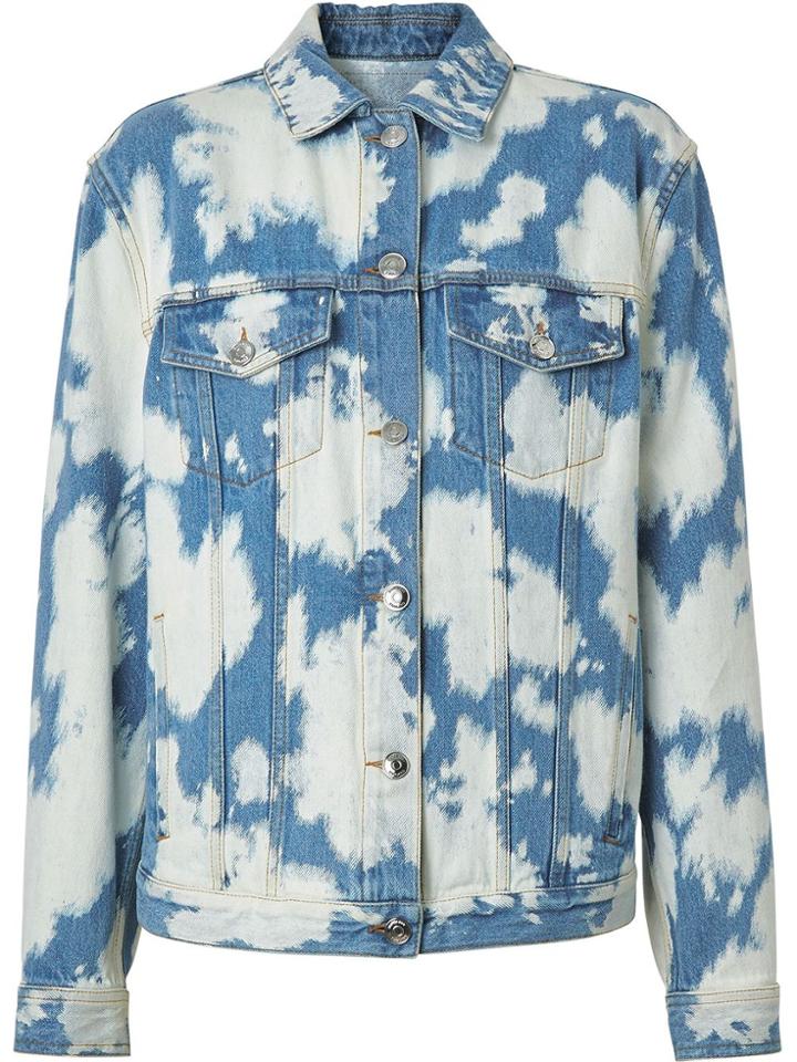 Burberry Monogram Motif Bleached Denim Jacket - Blue