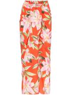 Mara Hoffman Izzy Floral Wrap Midi Skirt - Red