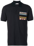 Valentino Bead-embroidered Patch Polo Shirt - Blue